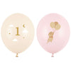 Латексови балони с мишка и цифра 1 в светлорозов цвят, размер 30 см, комплект 5 броя, подходящи за украса за първи рожден ден на момиченце, Emotionsfactory.bg