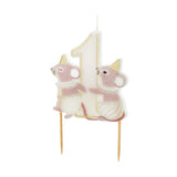 First Birthday Candle with Mice (3.8x6.5cm)