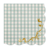Plaid party napkins with ribbons, (12 pcs/pack)