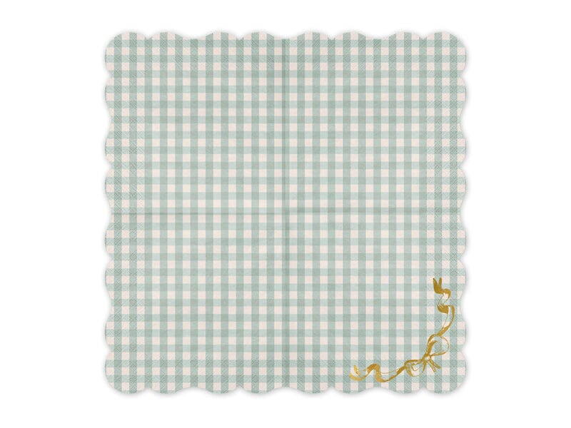 Plaid party napkins with ribbons, (12 pcs/pack)