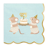 First Birthday Party Napkins with Mouse, Blue (12 pc/pack)