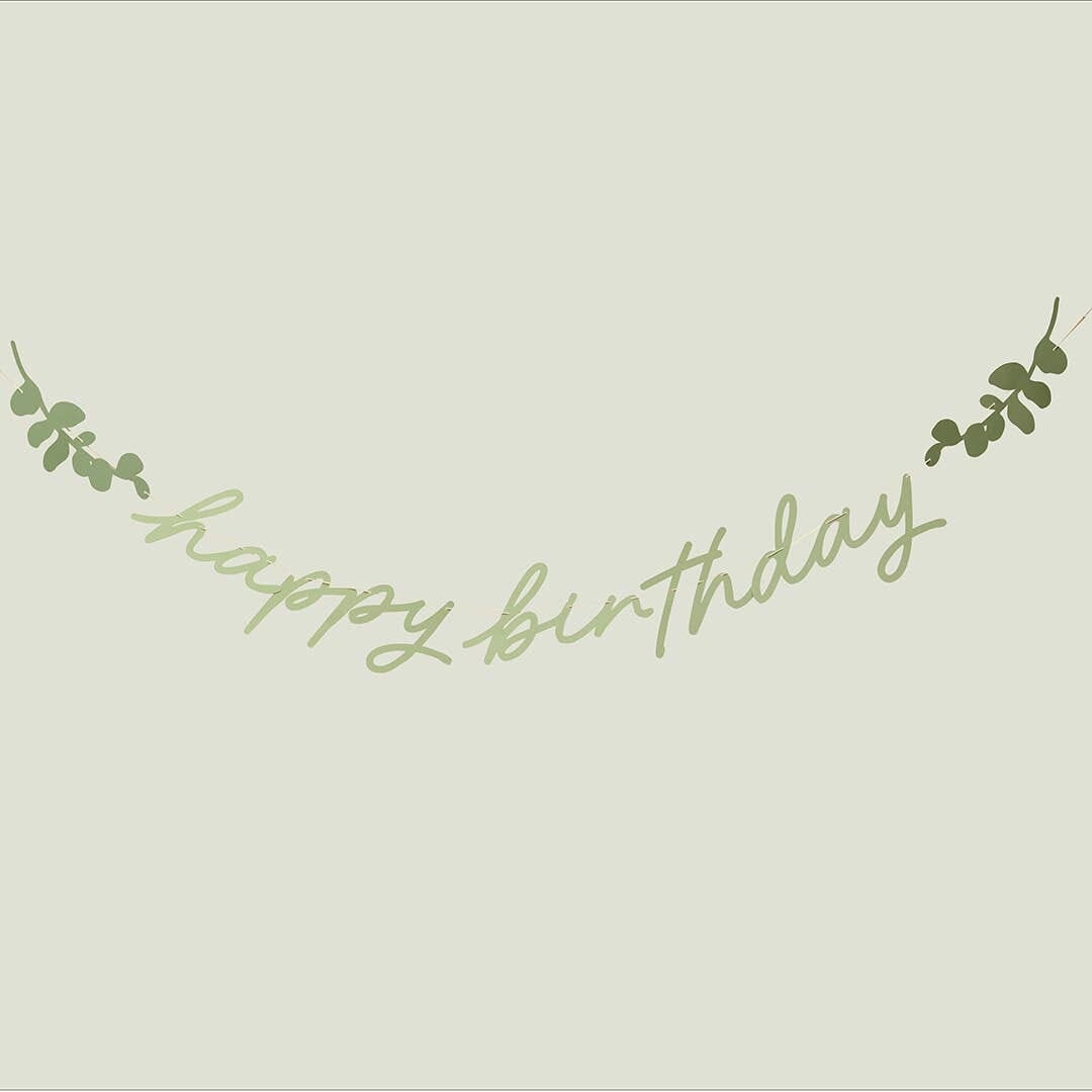 Банер Happy Birthday в цвят салвия за рожден ден – 2 м