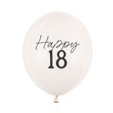 Латексов балон "happy 18" в цвят бял пастел за украса за 18-ти рожден ден, Emotions Factory