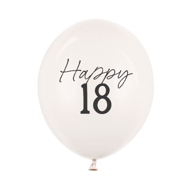 Латексов балон "happy 18" в цвят бял пастел за украса за 18-ти рожден ден, Emotions Factory