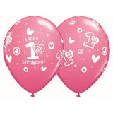 Pink Latex Balloons for First Birthday (5pcs/pack)
