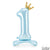 Украса за Първи Рожден Ден на Момче - Стоящ Фолио Балон Единица с коронка , Светло Син 