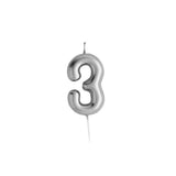 Sparkling Silver Number Cake Candle