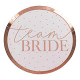 Парти Чинии  "Team Bride", нежно розово и розово злато (8бр./оп.)