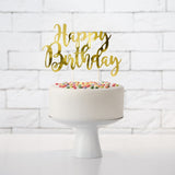 Топер за торта „Happy Birthday“ – златно фолио