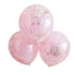 Големи Двупластови Латексови Балони, розови с  конфети розово злато (3бр./оп.) - 46см
