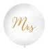 Огромен Балон Пастел Бял със Златист Надпис Mrs - 1м