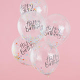 Прозрачни Балони с Конфети "Happy Birthday" (5бр./оп.)
