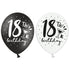 Латексови Черни и Бели Балони "18th! Birthday" (6бр./оп.)