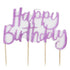 Красива Свещ за Торта с Розов Брокат "Happy Birthday"