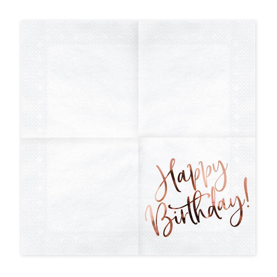 Парти салфетки "Happy birthday", розово злато (20бр./оп.)