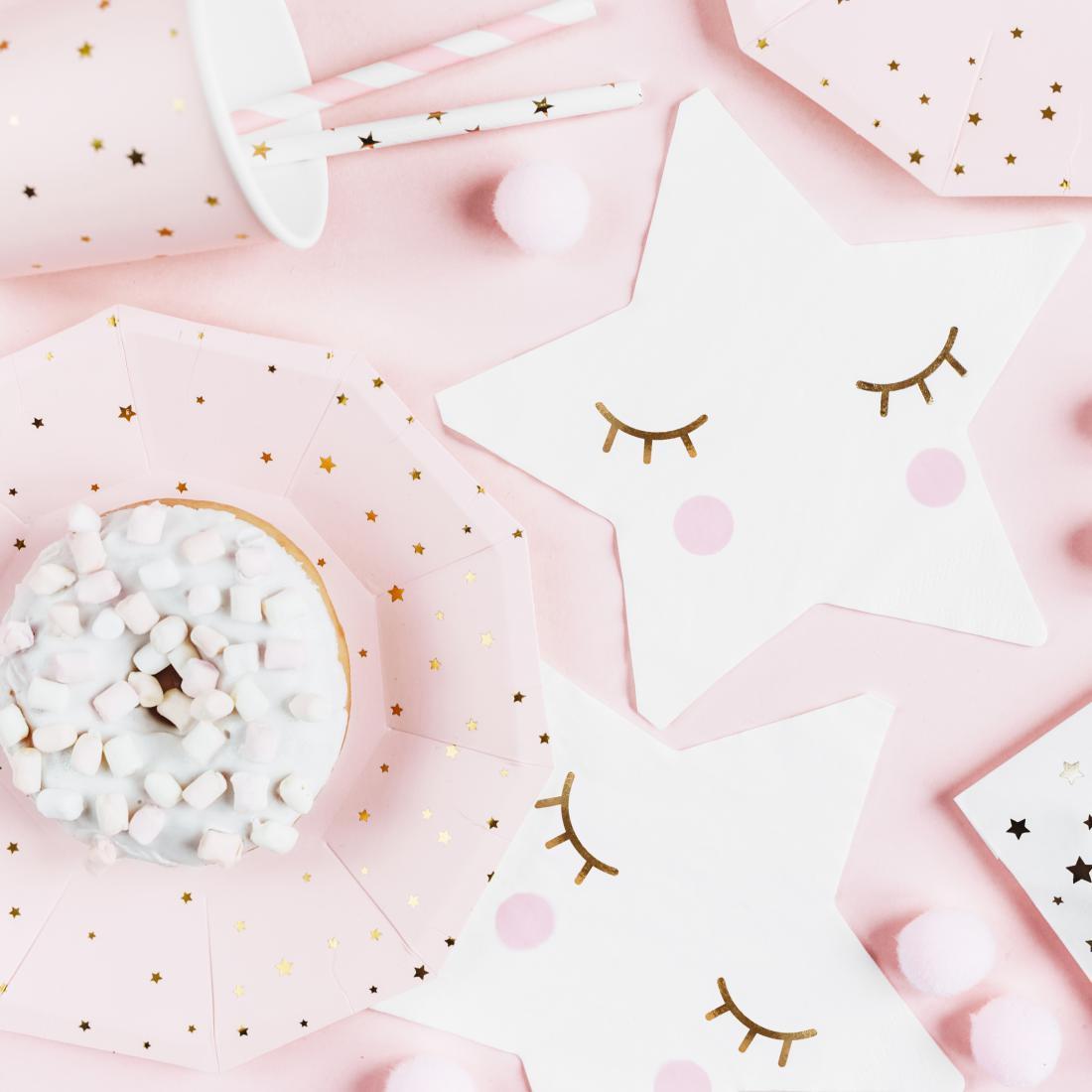 Украса за Бебешко Парти или Погача Онлайн - Бели Парти Салфетки Звезда с Очички - Украса за Бебешко Парти или Погача - Emotions Factory