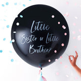 Забавен Черен Балон за Разкриване Пола на Бебето "Little Brother Or Sister?" - 92см