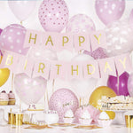 Парти Украса за Рожден ден с Надпис Happy Birthday - Светло Розов Банер за Парти Emotion's Factory