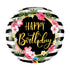 Фолиев Балон с Тропически Цветя за Рожден Ден с Надпис Happy Birthday